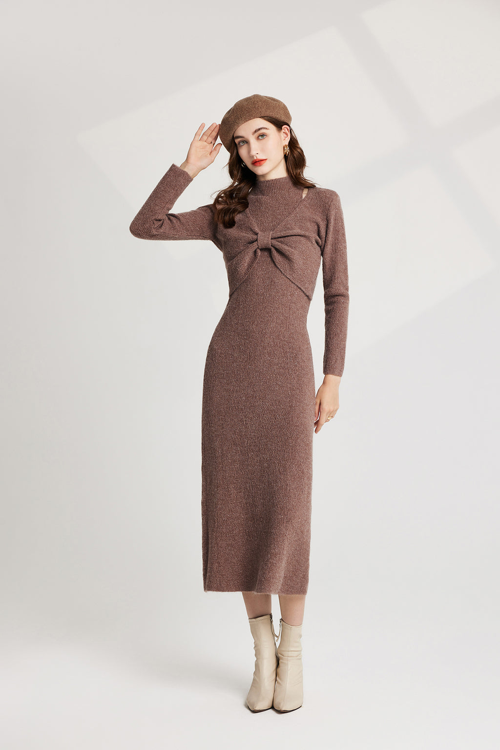 Women's 's Bow Knit Sweater Vest & Dress Set
