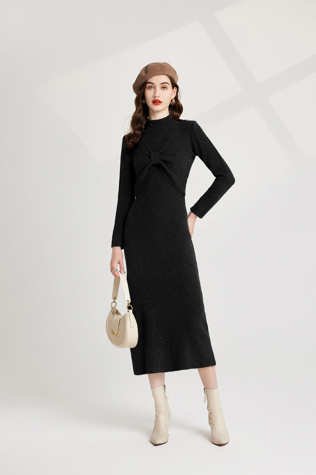 Women's 's Bow Knit Sweater Vest & Dress Set