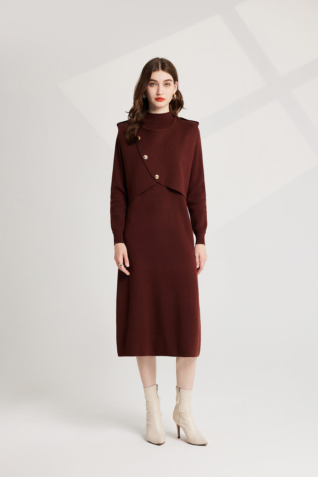 Women's 's Knit Vest & Long-Sleeve Dress Set