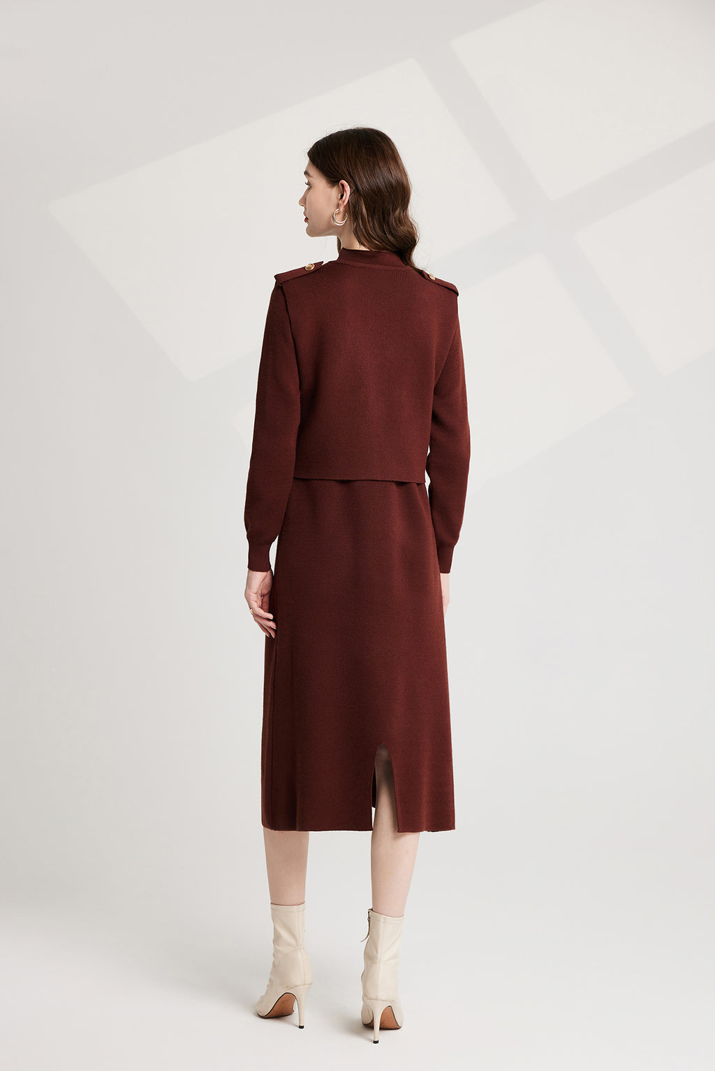 Women's 's Knit Vest & Long-Sleeve Dress Set