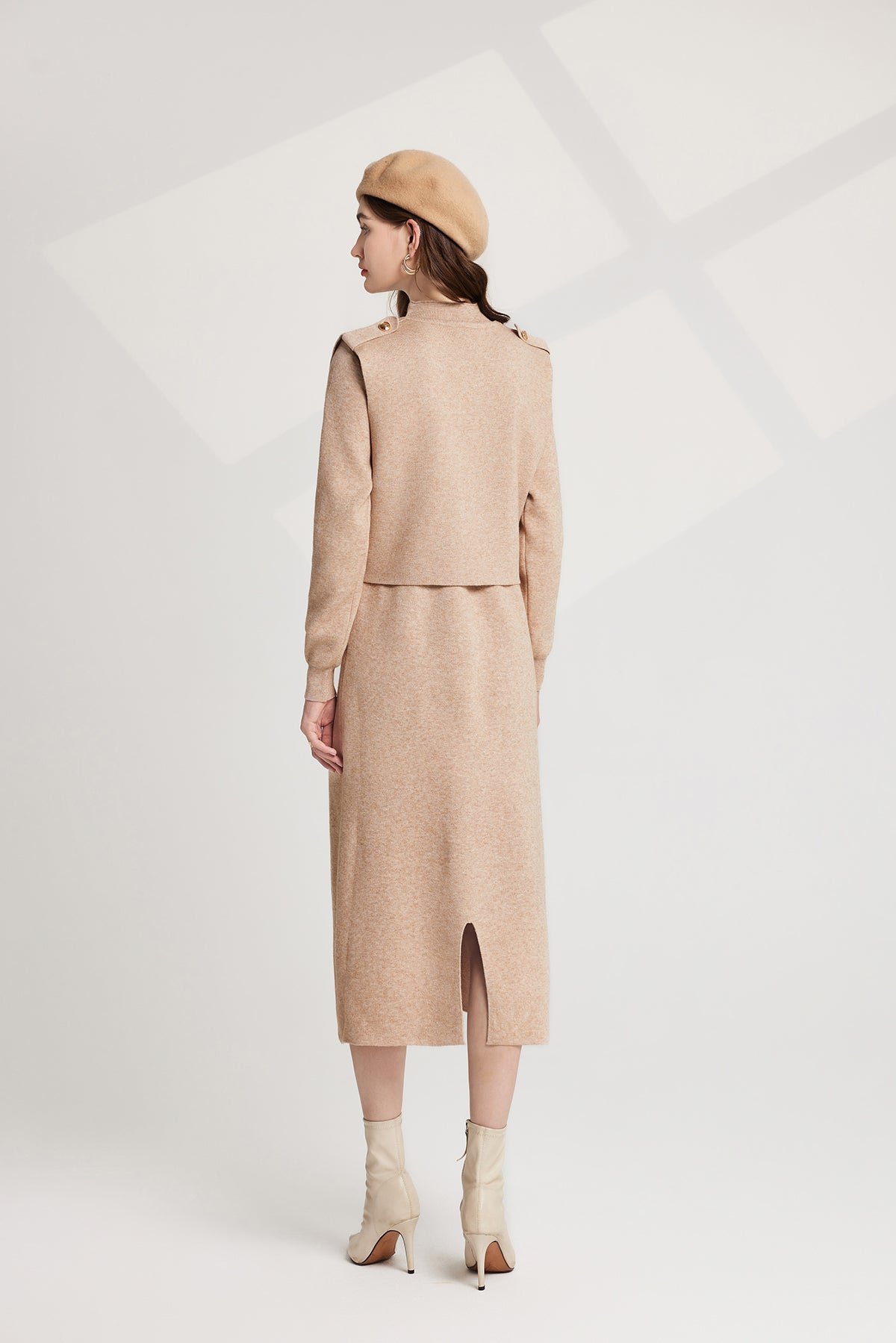 Women's 's Knit Vest & Long-Sleeve Dress Set