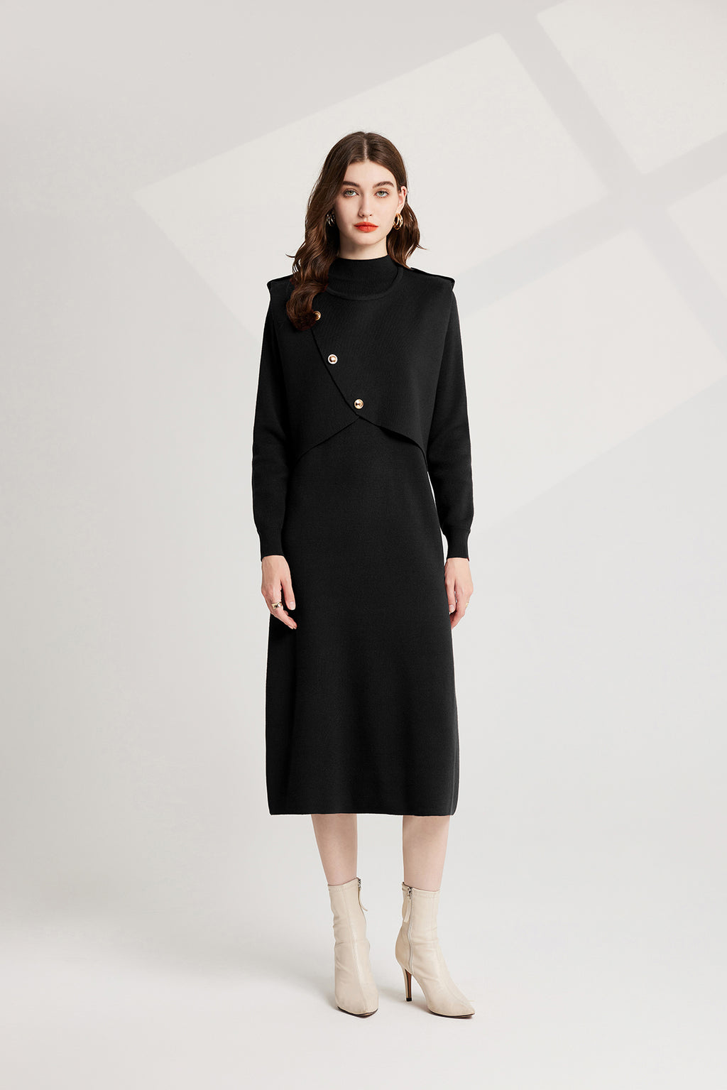 Women's 's Knit Vest & Long-Sleeve Dress Set