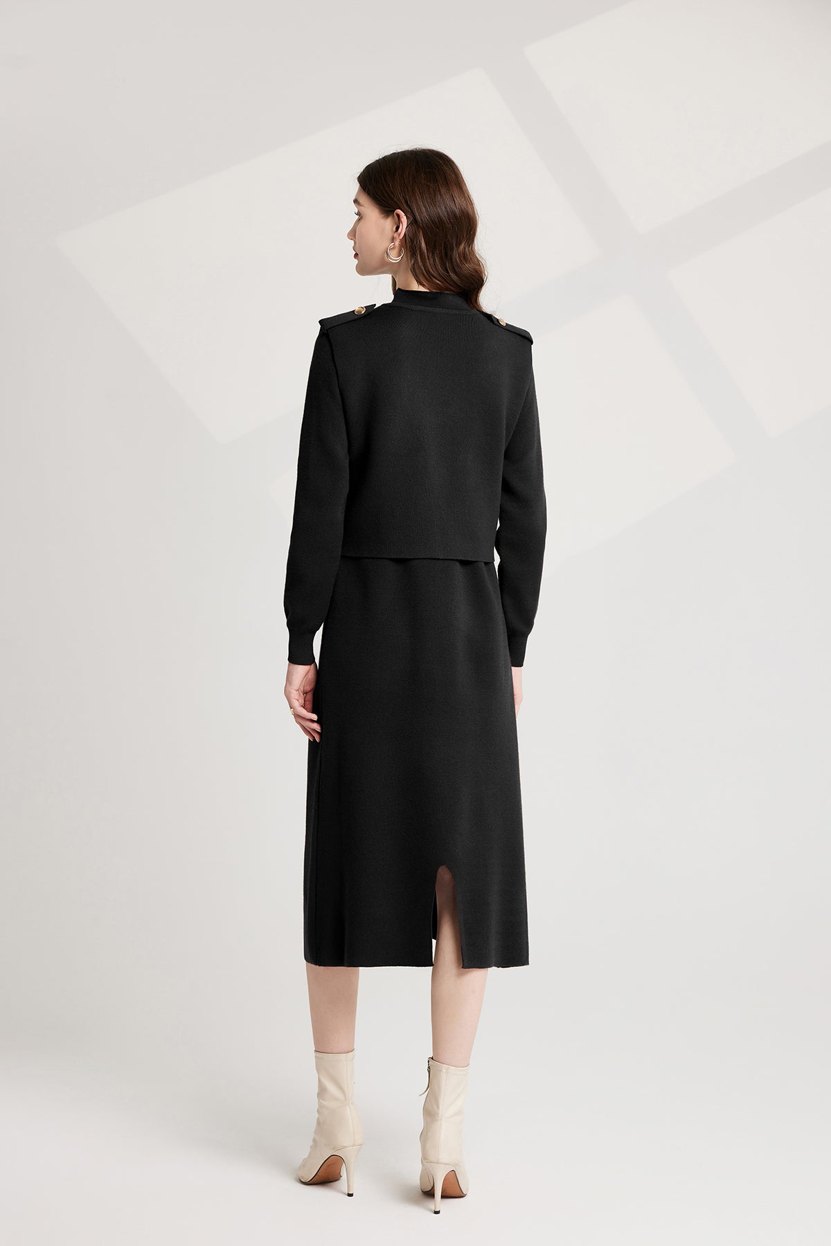 Women's 's Knit Vest & Long-Sleeve Dress Set
