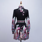 Women's Belted Floral Collared Mini Dress