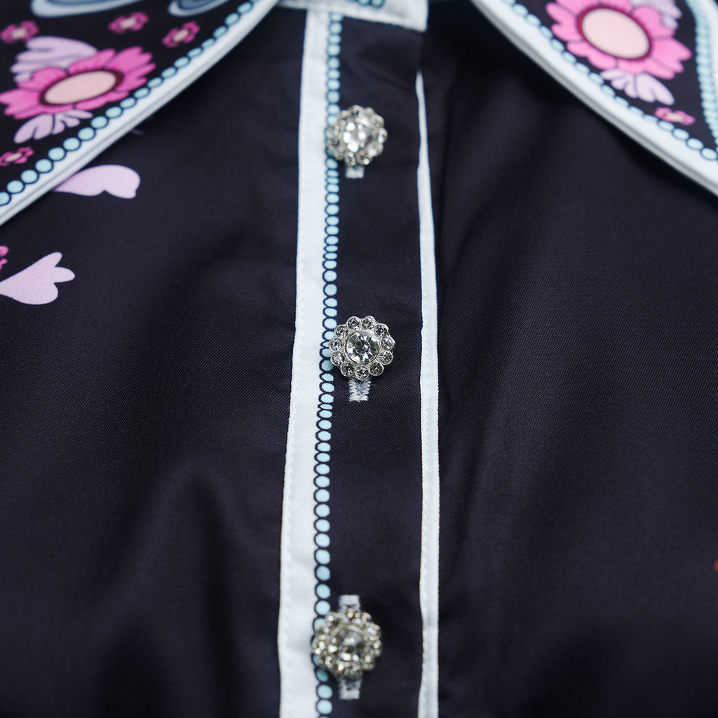 Women's Belted Floral Collared Mini Dress