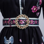 Women's Belted Floral Collared Mini Dress