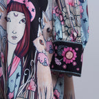 Women's Belted Floral Collared Mini Dress