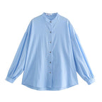 Women’s Yellow Blue Collared Long Sleeve Shirt