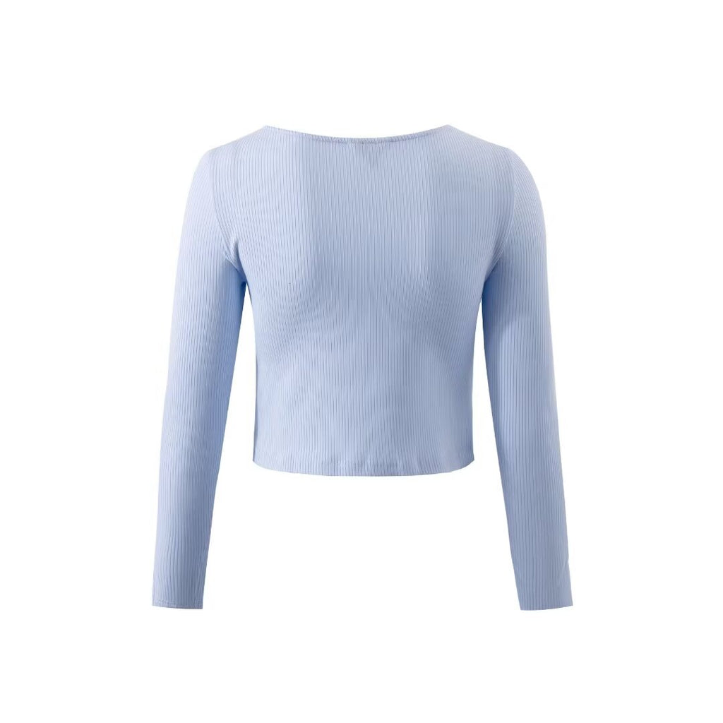 Women’s Pink Ribbed Twist V Neck Top