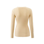 Women’s V Neck Cross Button Ribbed Long Sleeve Top