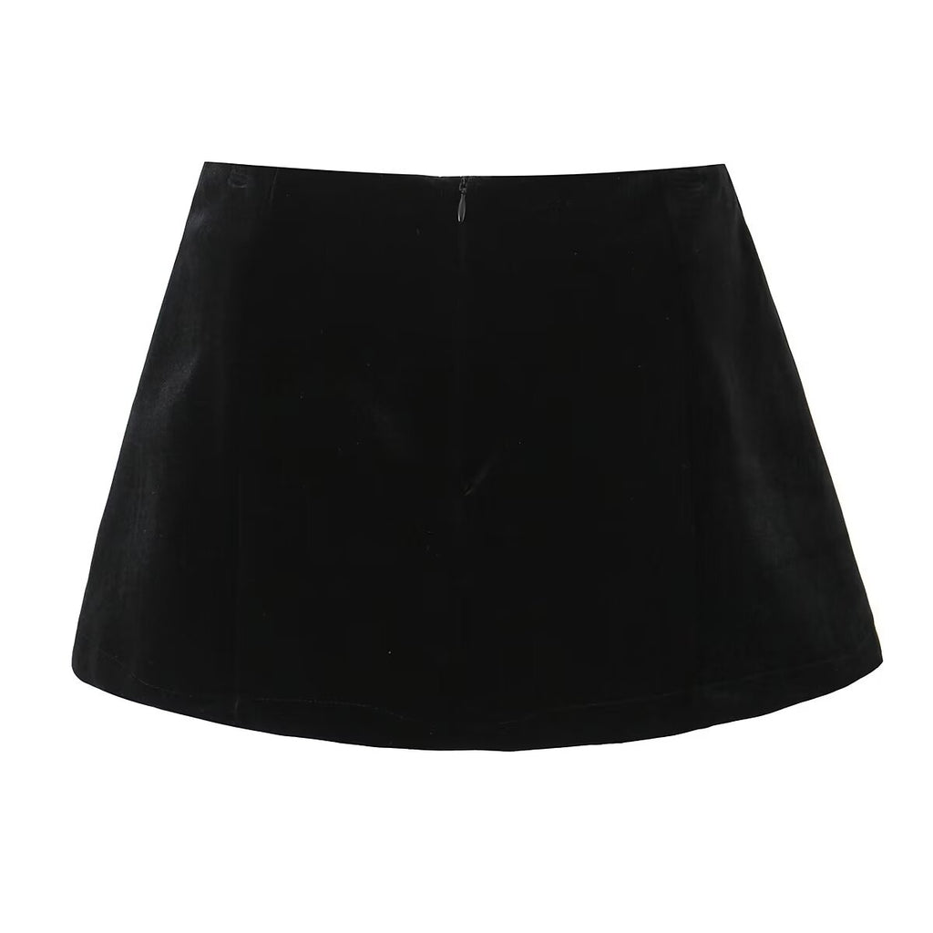 Women's Lace Velvet High-Waisted Two-Piece Skirt Set