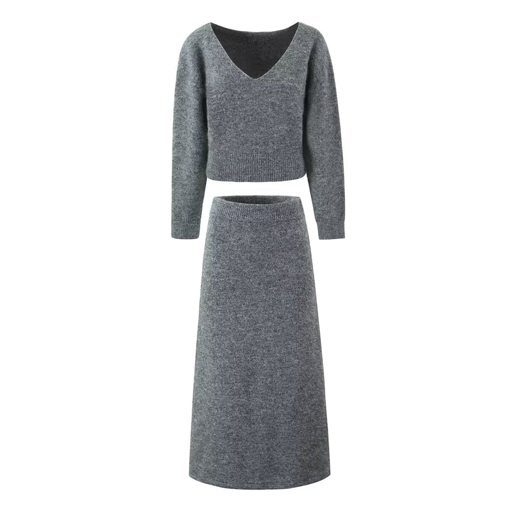 Women's Spring Autumn Elegant Solid Coordinated Two-Piece Set