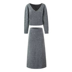 Women's Spring Autumn Elegant Solid Coordinated Two-Piece Set