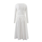 Long-Sleeve Round-Neck Maxi Dress