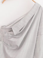 Women's Irregular Asymmetric Striped Shirt Sexy Pirational Design Shirt