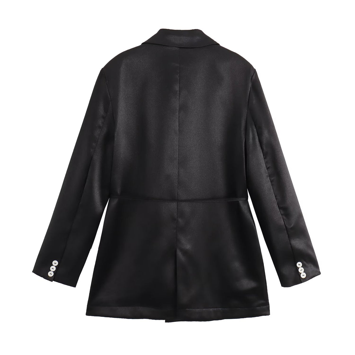Clothing Double Breasted Draping Blazer Bowknot Decoration Silk Satin Textured Pants Sets