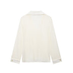 Women's Mature Bright Fabric Double Breasted Long Sleeve Shirt
