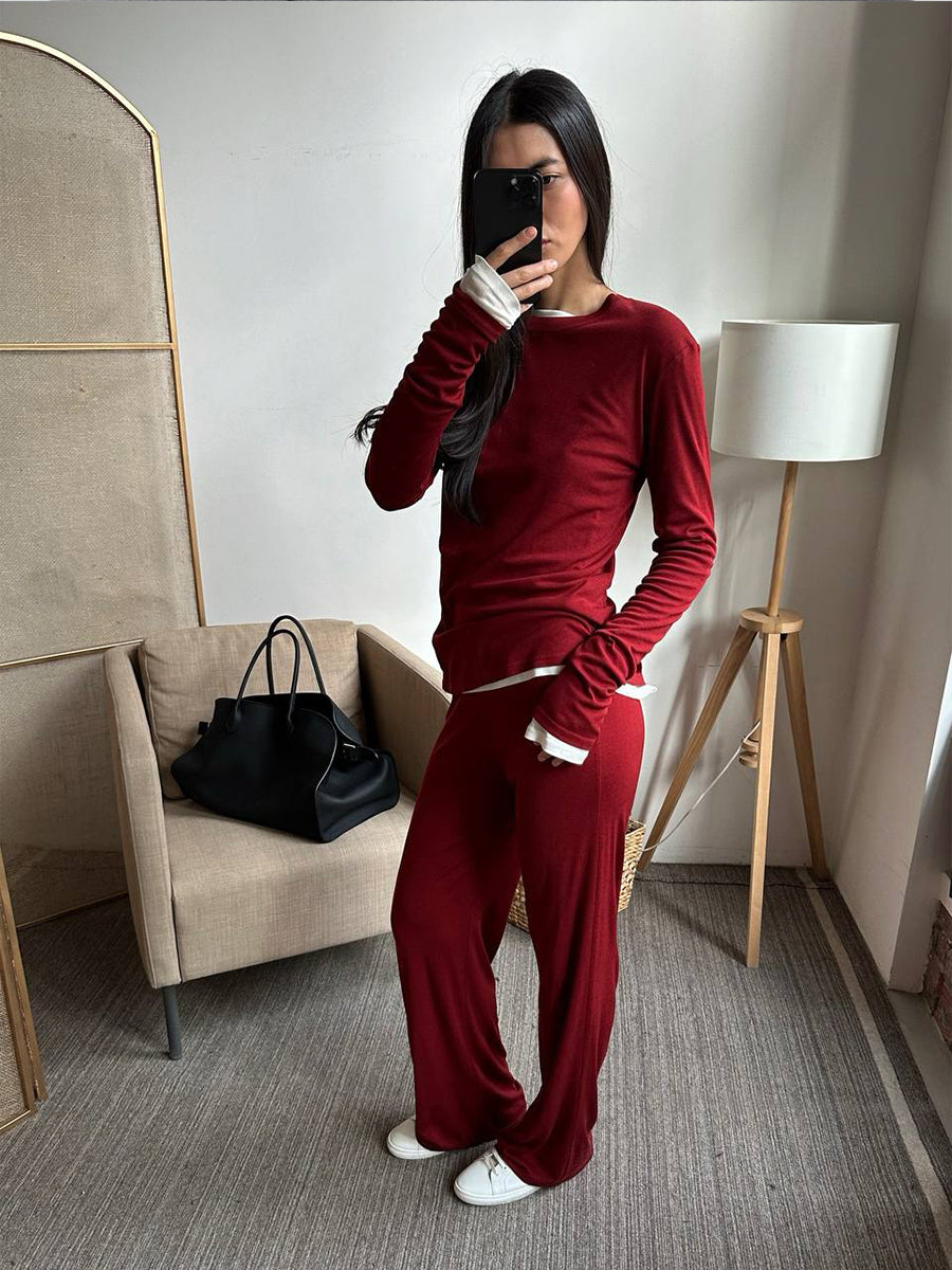 Women's Autumn Winter Soft Modal Women's Casual Top Wide Leg Pants