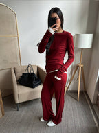 Women's Autumn Winter Soft Modal Women's Casual Top Wide Leg Pants