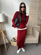 Red Skirt Set