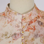 Women's Autumn Stand Collar Flower Lantern Sleeve Buckle Dress
