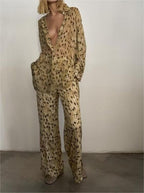 Women's Summer Animal Pattern Printing Collared Single Breasted Long