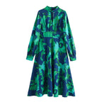 Women's Summer French Design Casual All-Matching Printed Long-Sleeve Dress