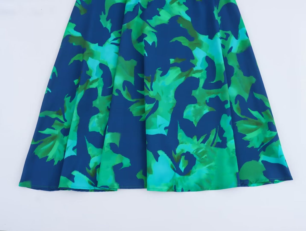 Women's Summer French Design Casual All-Matching Printed Long-Sleeve Dress