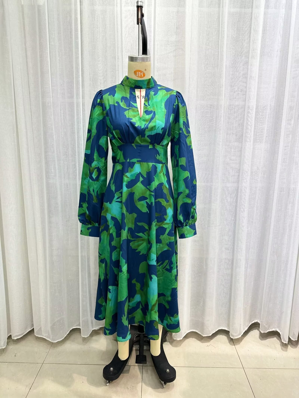 Women's Summer French Design Casual All-Matching Printed Long-Sleeve Dress