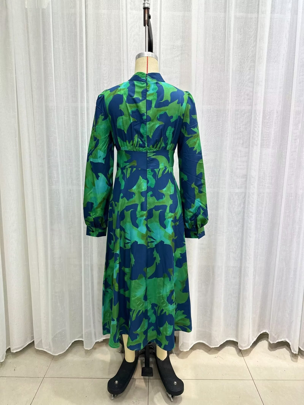 Women's Summer French Design Casual All-Matching Printed Long-Sleeve Dress