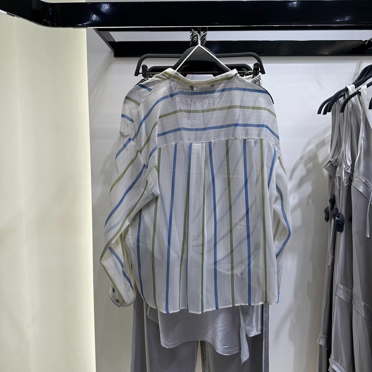 Women's Summer Women Clothing Stylish Simple Metal Wire Striped Shirt