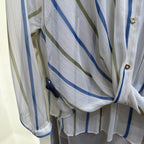 Women's Summer Women Clothing Stylish Simple Metal Wire Striped Shirt