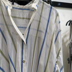 Women's Summer Women Clothing Stylish Simple Metal Wire Striped Shirt