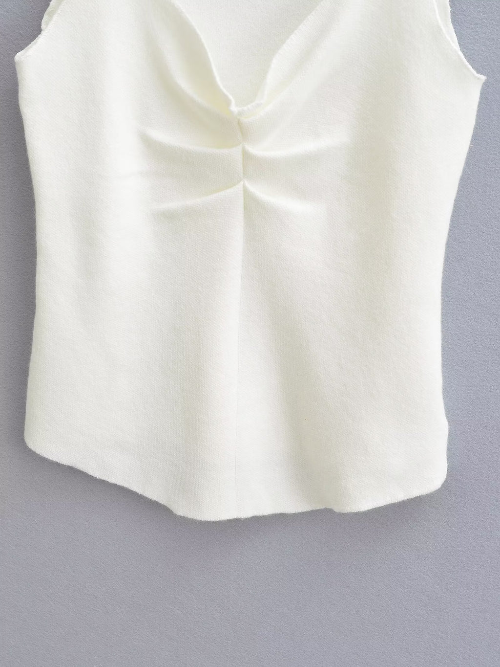 's Solid Color Chest Pleated Stretch Knitted Top