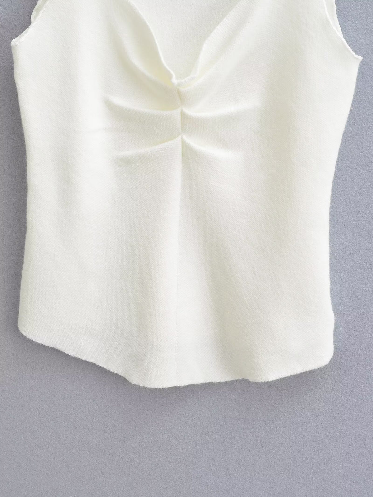 's Solid Color Chest Pleated Stretch Knitted Top