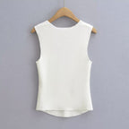 's Solid Color Chest Pleated Stretch Knitted Top