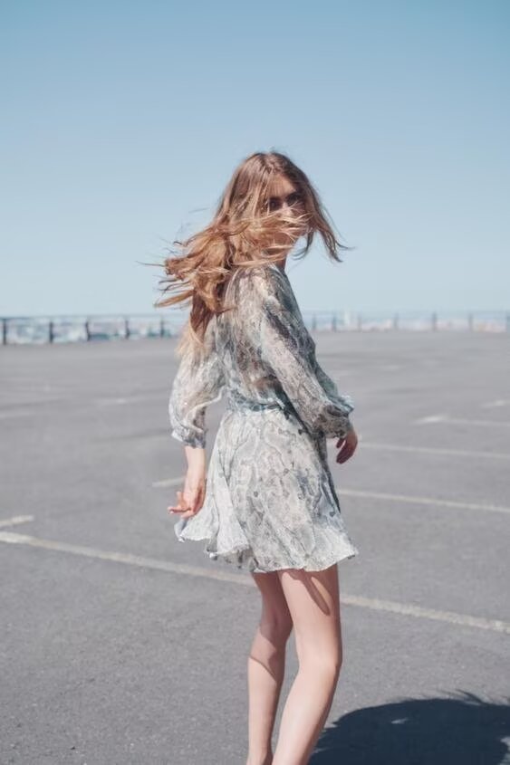 Metal Color Line Animal Pattern Print Dress