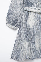 Metal Color Line Animal Pattern Print Dress