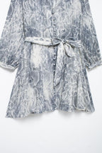 Metal Color Line Animal Pattern Print Dress