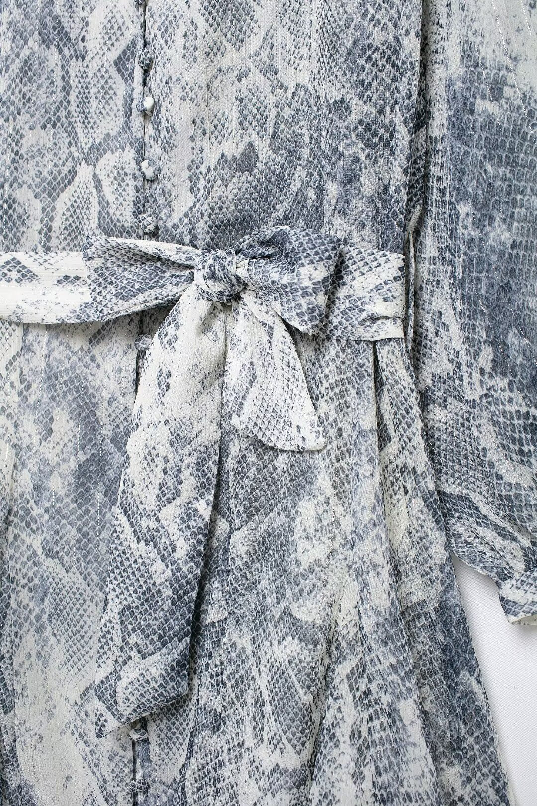 Metal Color Line Animal Pattern Print Dress