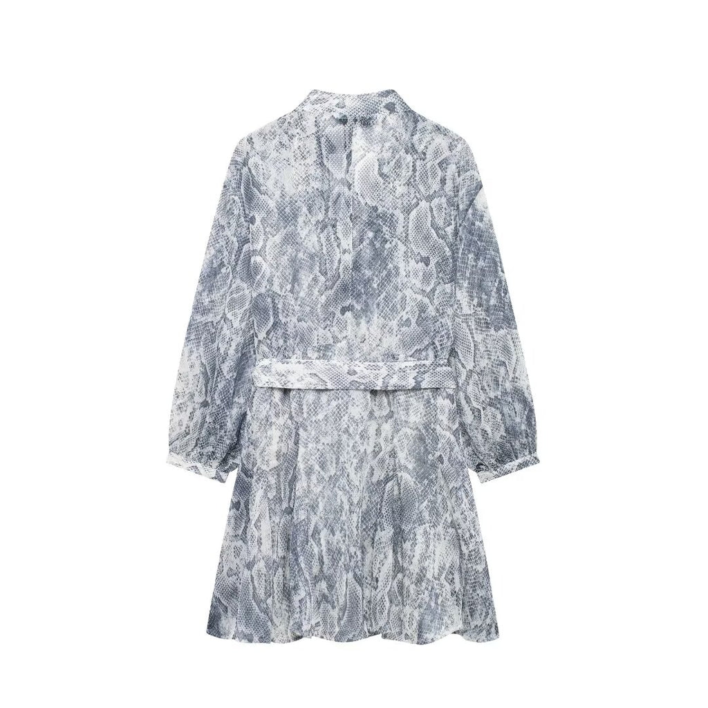 Metal Color Line Animal Pattern Print Dress