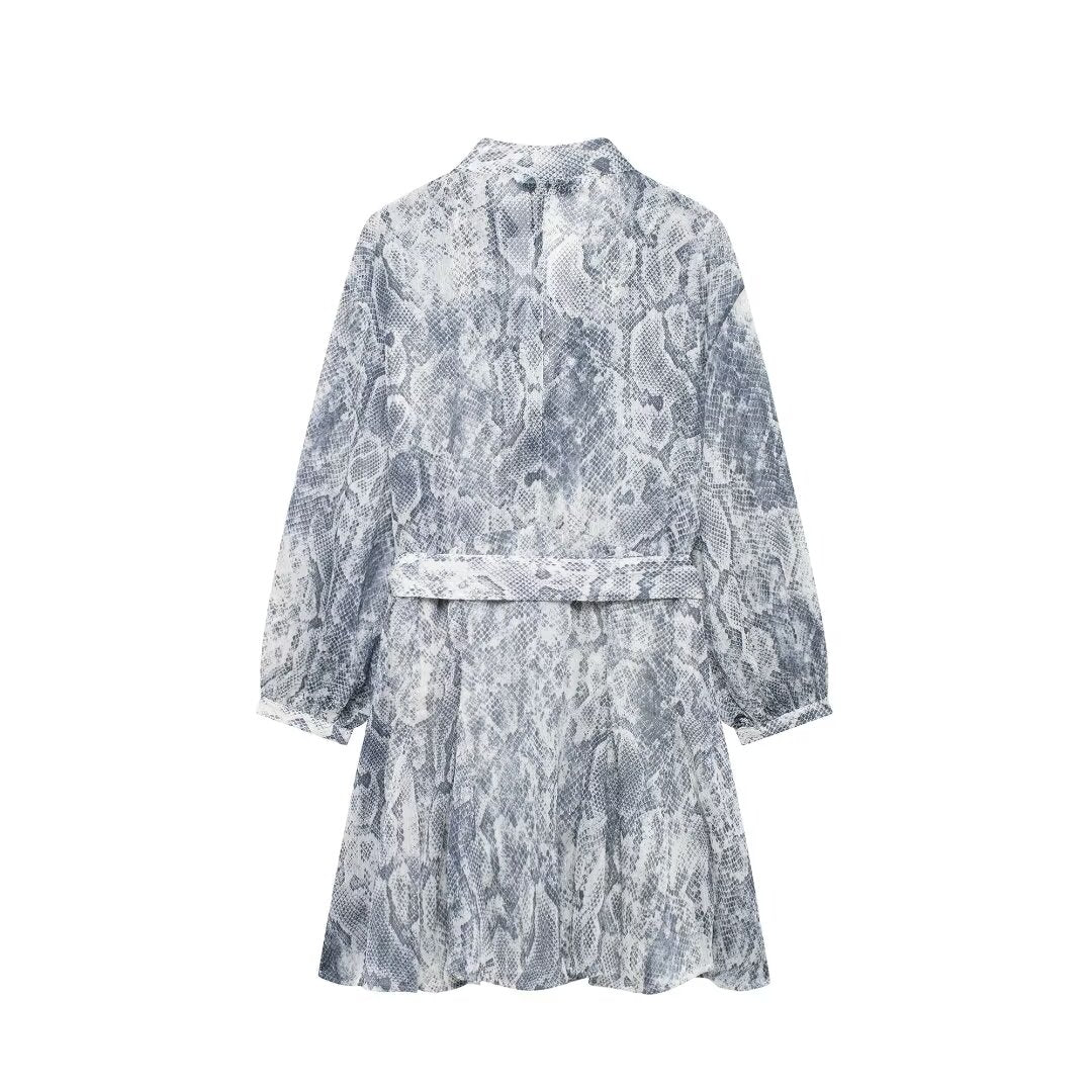 Metal Color Line Animal Pattern Print Dress
