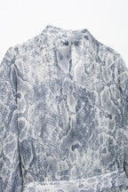 Metal Color Line Animal Pattern Print Dress