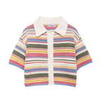 Women's Clothing Autumn Street Crocheted Polo Shirt Collar Short Sleeve Top