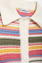 Women's Clothing Autumn Street Crocheted Polo Shirt Collar Short Sleeve Top