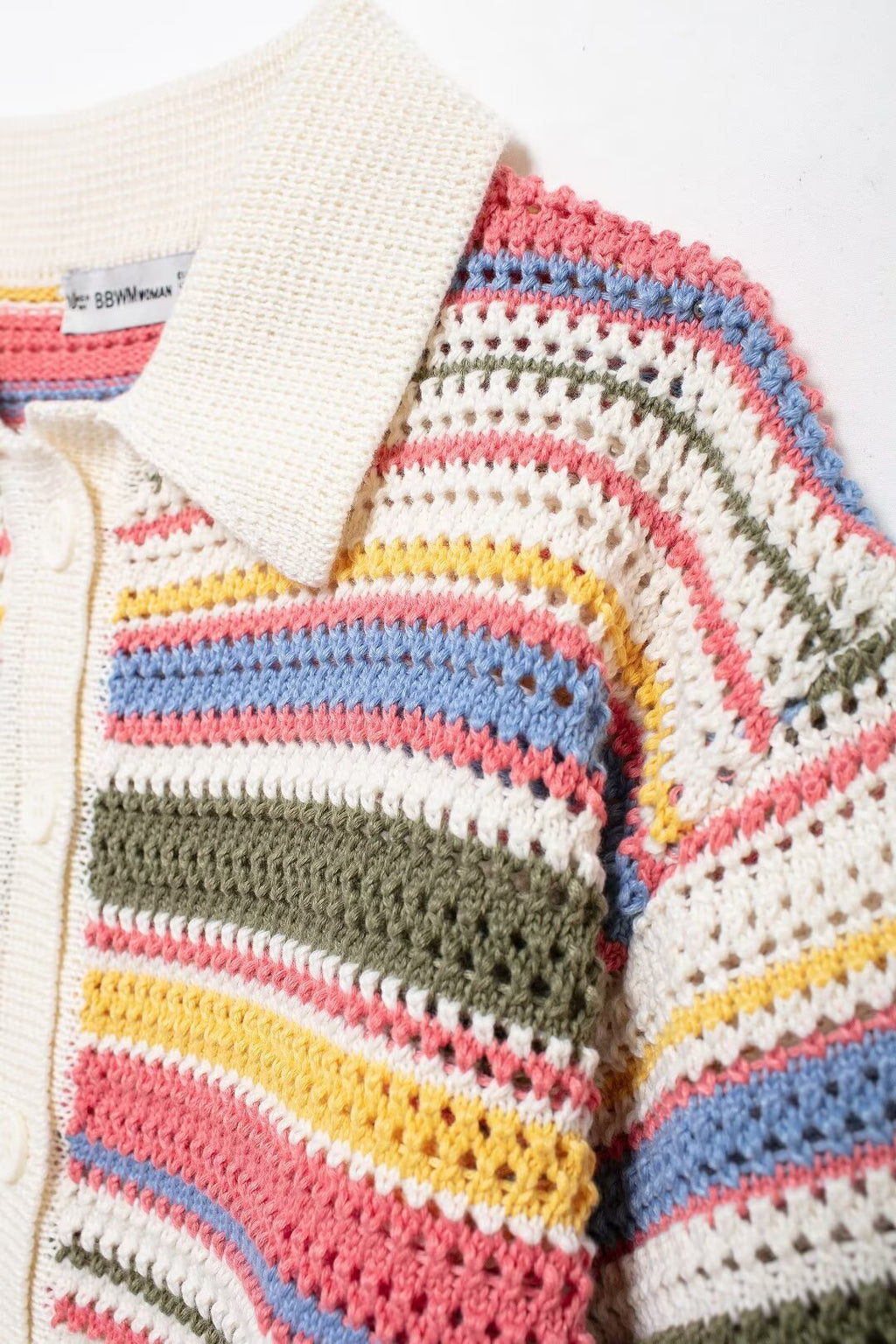 Women's Clothing Autumn Street Crocheted Polo Shirt Collar Short Sleeve Top