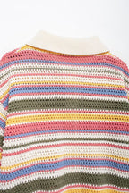 Women's Clothing Autumn Street Crocheted Polo Shirt Collar Short Sleeve Top