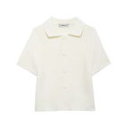 Women’s White Peter Pan Collar Button Knit Top
