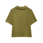 Women’s White Peter Pan Collar Button Knit Top