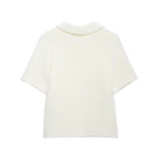 Women’s White Peter Pan Collar Button Knit Top